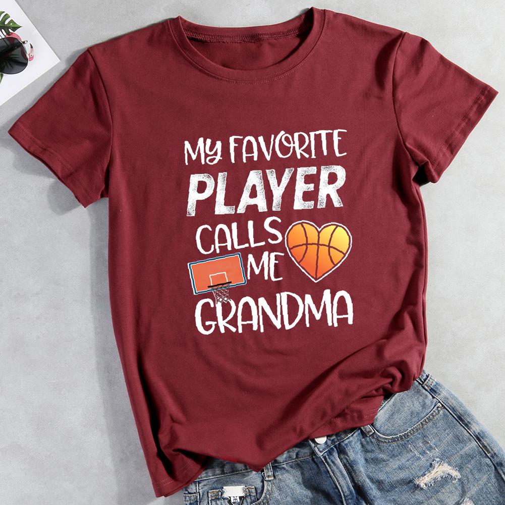 My Favorite Player Calls Me Grandma Round Neck T-shirt-Guru-buzz