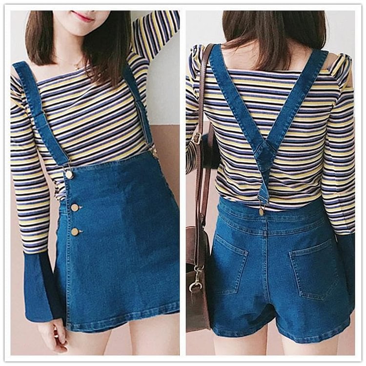Simple Denime Skirt Short Overall SP1711202