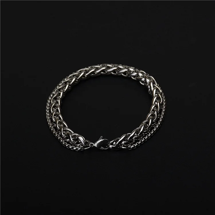 Explosive Europe and the United States dominant men's titanium steel bracelet personality charm flower basket chain double-layer bracelet jewelry_ ecoleips_old