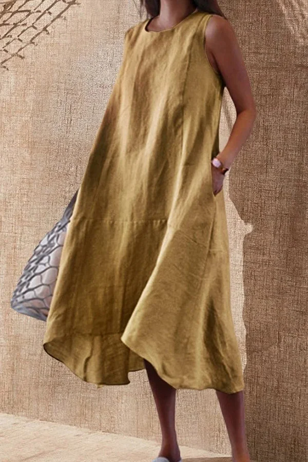 Sleeveless Cotton Linen Dress