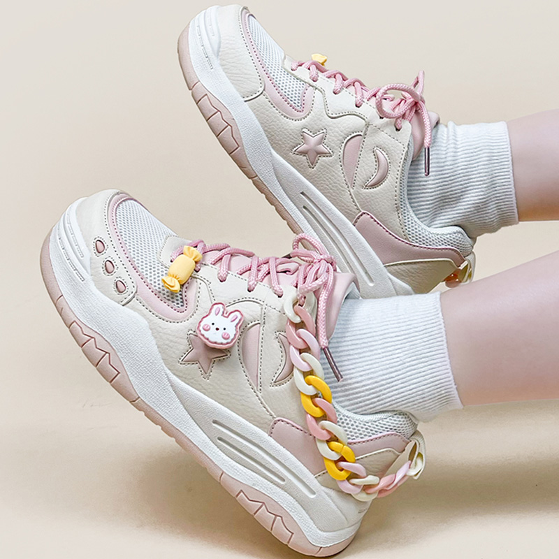Star Bunny Chain ColorBlock Platform Casual Sneakers