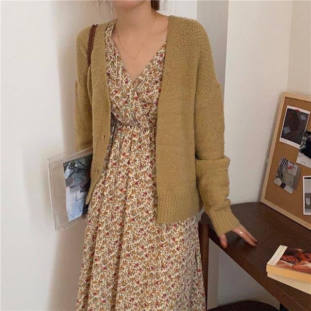 New Women Spring Summer Dresses Fashionable Floral High Waist Vintage Korean Style Trumpet Lady Oversize Long Dress DR9165