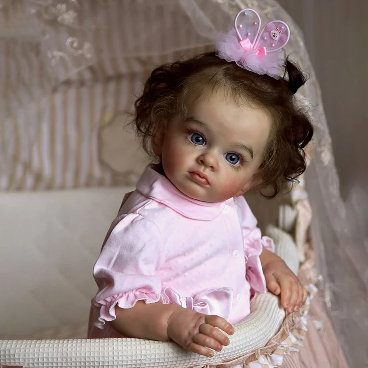 20" Lifelike Handmade Cloth Body Reborn Awake Girl Doll Named Rish Truly Real Weighted Baby Doll
