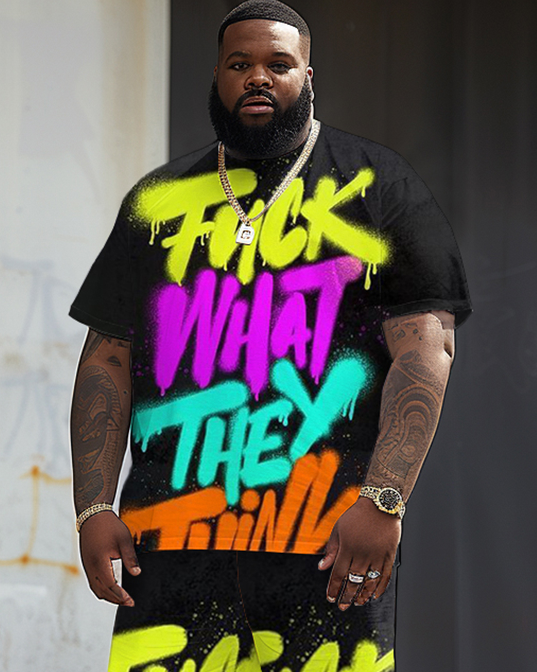 Street Hip Hop Large Letter Print Large Men's Set