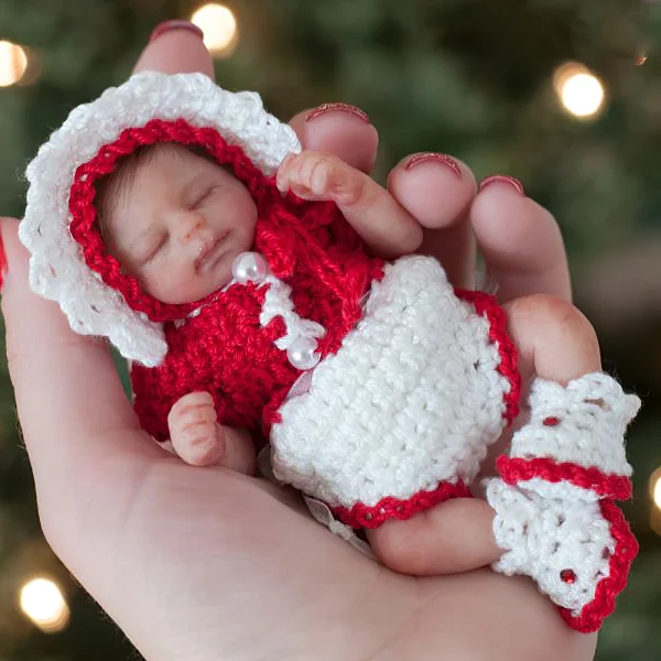 Miniature Doll Sleeping Full Body Silicone Reborn Baby Doll, 6 Inches Realistic Newborn Baby Boy or Girl Doll Named Lucia