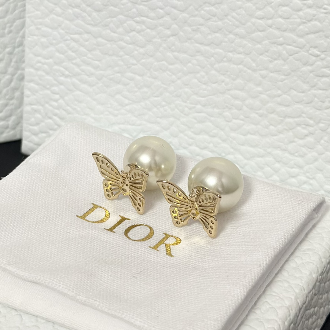Dior Hollow Butterfly Stud Earrings