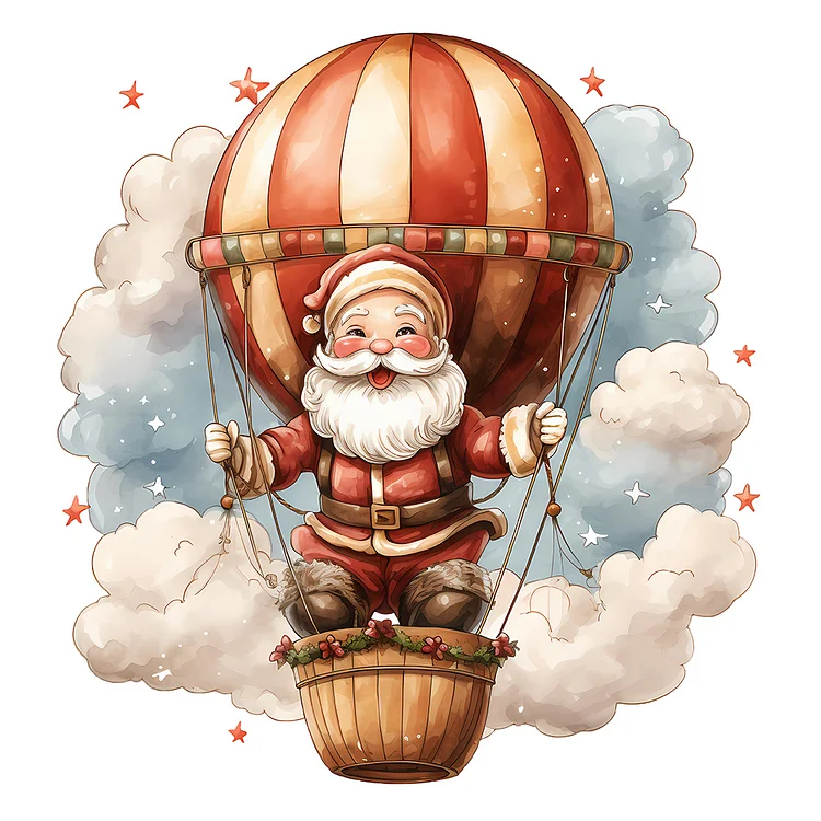 Hot Air Balloon Santa Claus 30*30CM(Canvas) Full Round Drill Diamond Painting gbfke