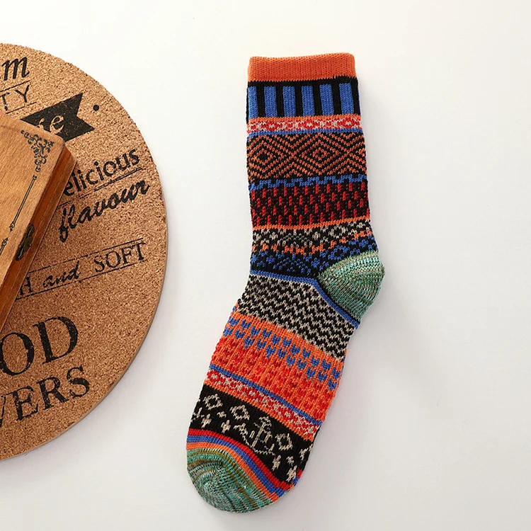 TIMSMEN Retro Ethnic Style Cotton Mid-Length Thickened Warm Men's Socks