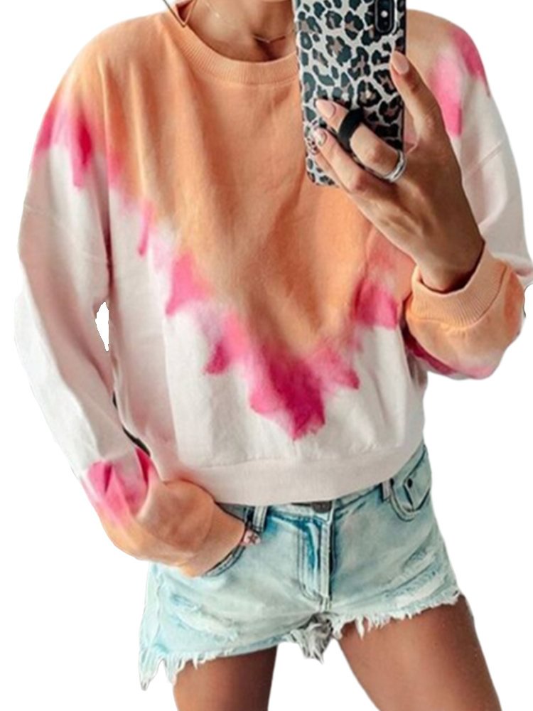 Gradient Crew Neck Long Sleeve Blouse For Women P1541080