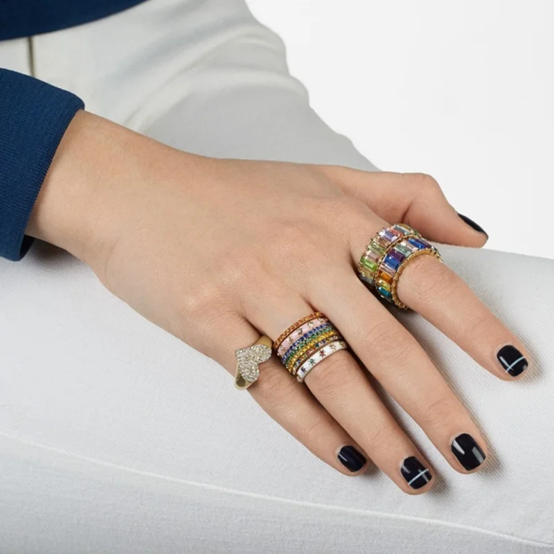 Personalized Fashion Heart Shaped Alloy Diamond Ring