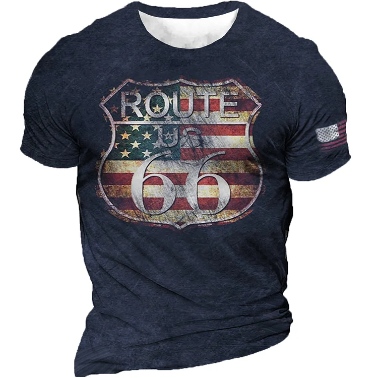 BrosWear Men's Vintage Route 66 Short Sleeve T-Shirt