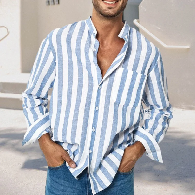Casual Cotton Striped Long Sleeve Shirt