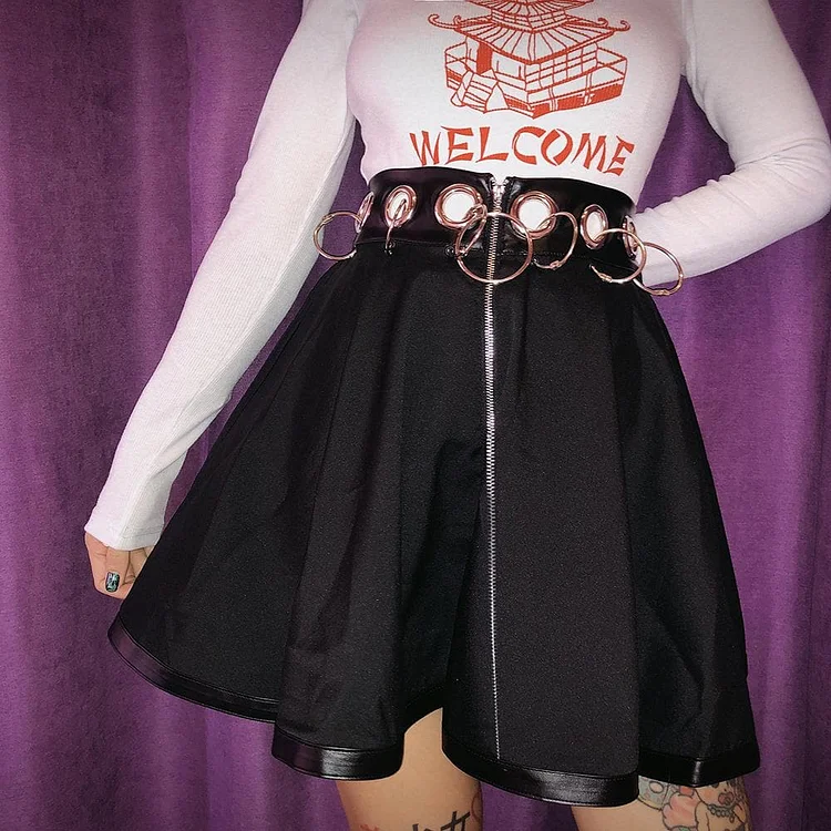 Black Hip Hop Ring Skirt SP13489