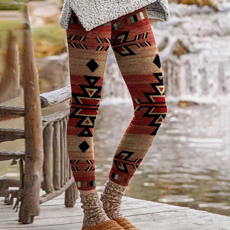 VChics Vintage Western Print Casual Leggings