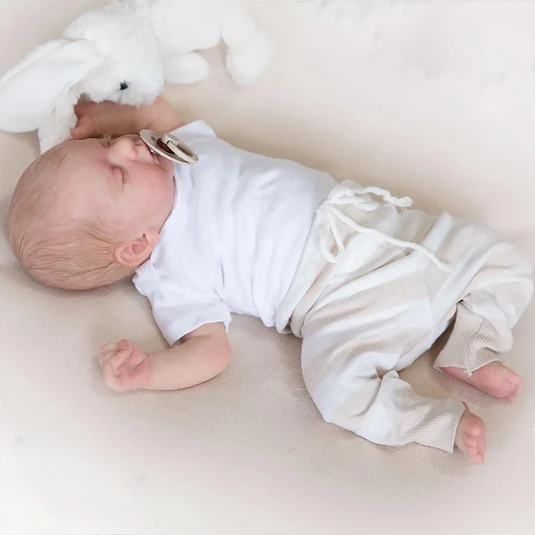  17" Realistic Lifelike Silicone Reborn Newborn Baby Doll Girl Named Avery with Hand-painted Hair Eyes Closed - Reborndollsshop®-Reborndollsshop®