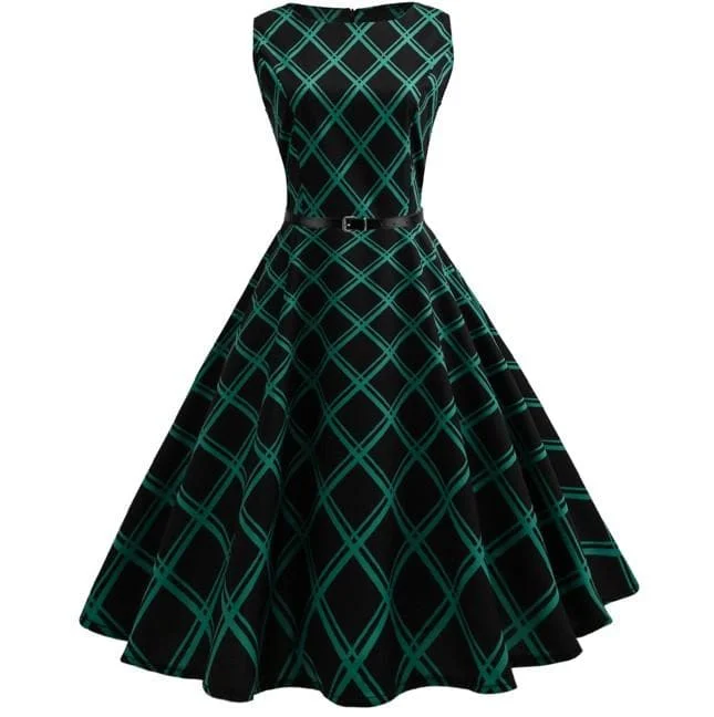 Green Plaid Swing Dress SP13955
