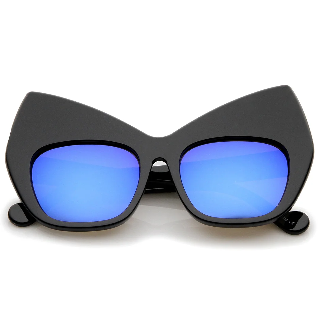 Chunky Frame Colored Mirror Square Lens Oversized Cat Eye glasses 49mm