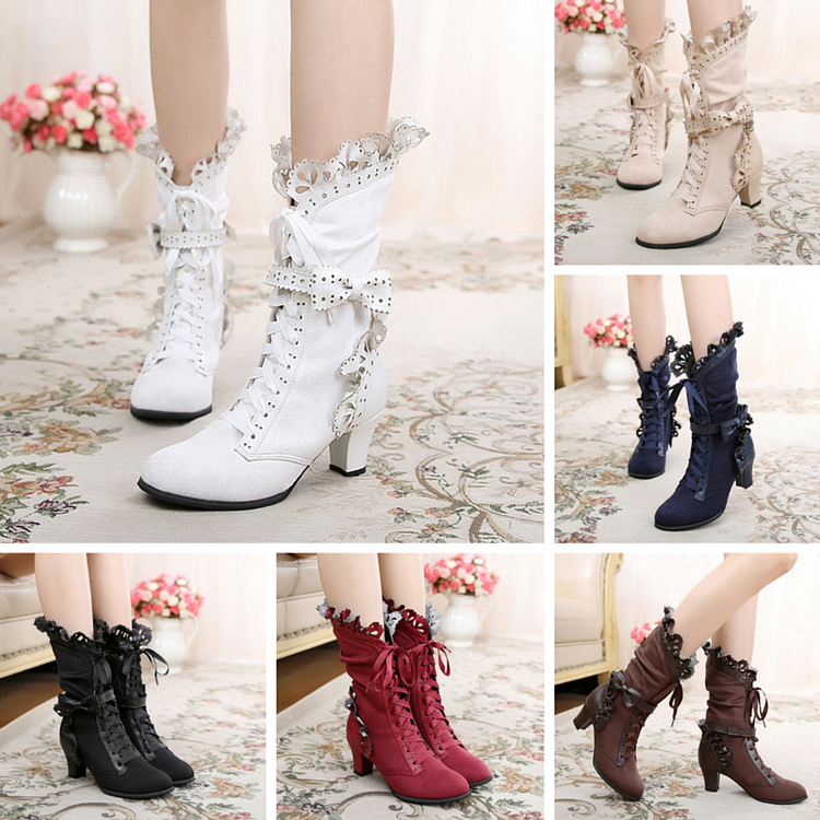 6 Colors Lolita Kawaii Bowknot Short Boots SP164982