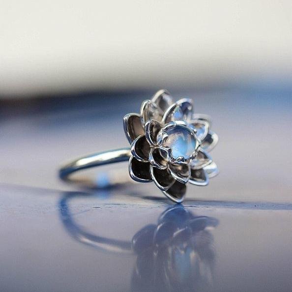 Moonstone Lotus Ring