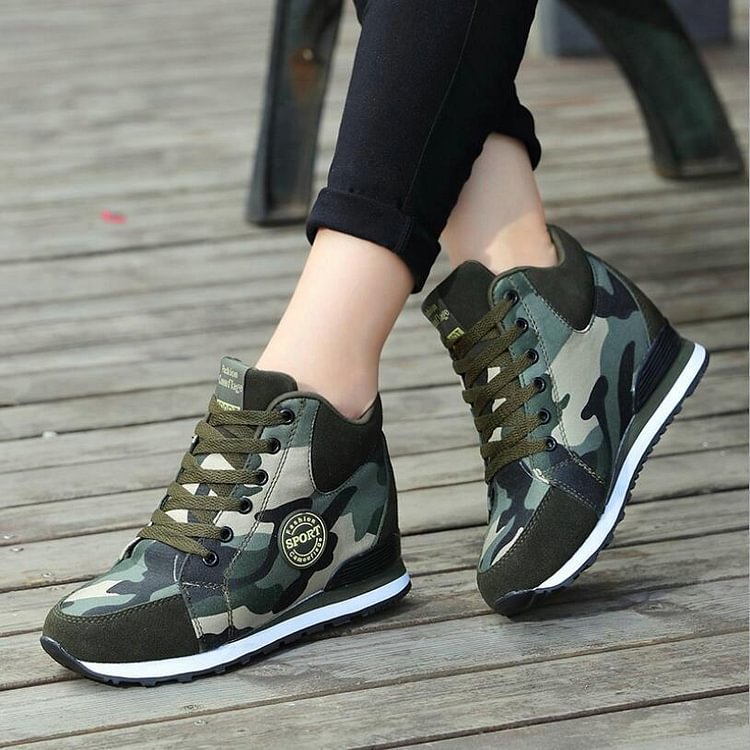 Spring High Top Wedge Platform Sneakers Women Casual Shoes Hidden Heels Ladies Sneakers Camouflage Women Shoes Basket Femme - BlackFridayBuys