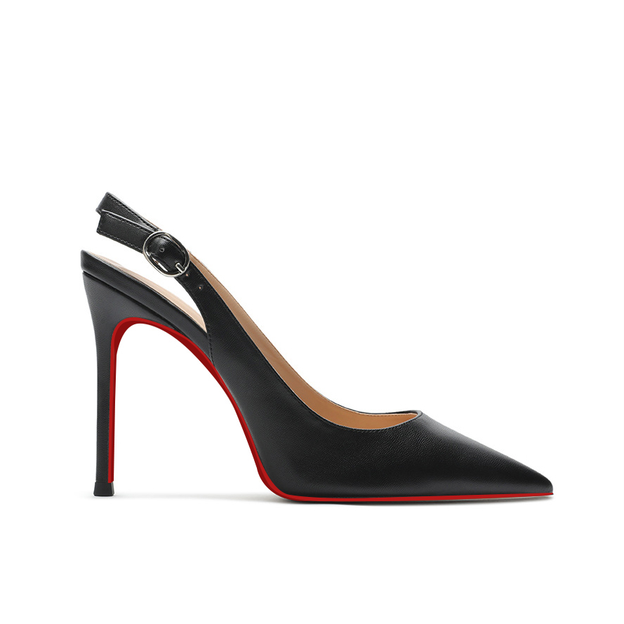 100mm Women's Sandals Pointed Toe Slingback Red Bottom Heels-MERUMOTE