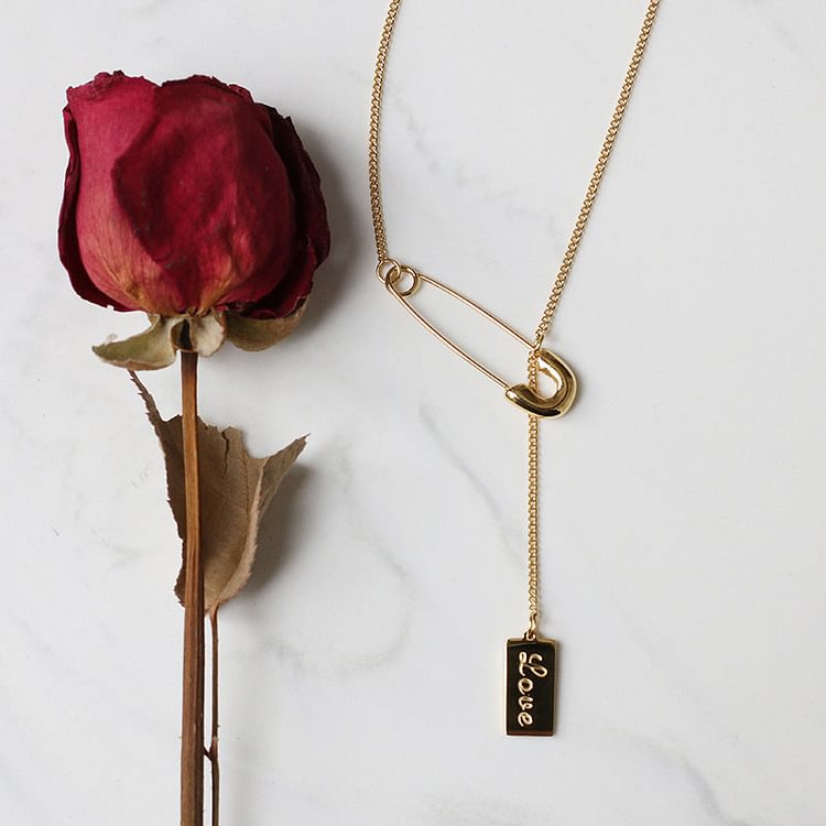Square Brand Tassel Y-shaped Brooch Necklace