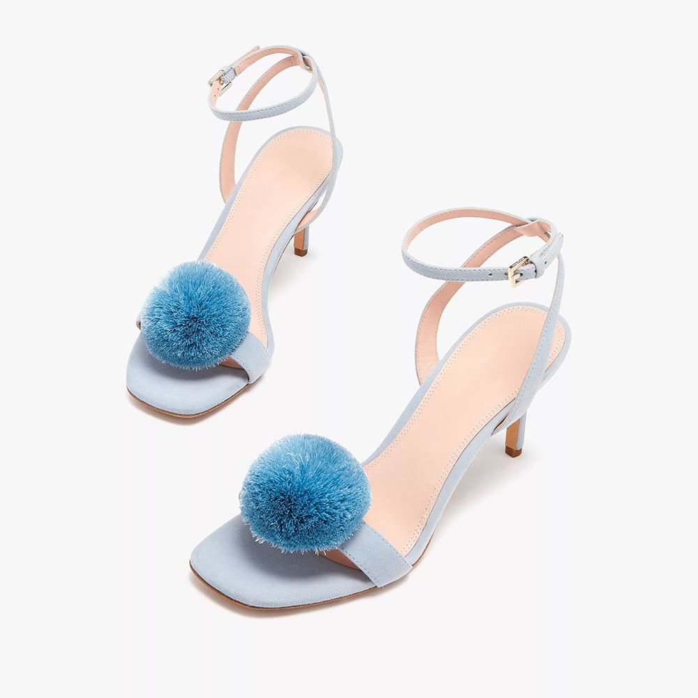 Shops pumps with fur pom pom