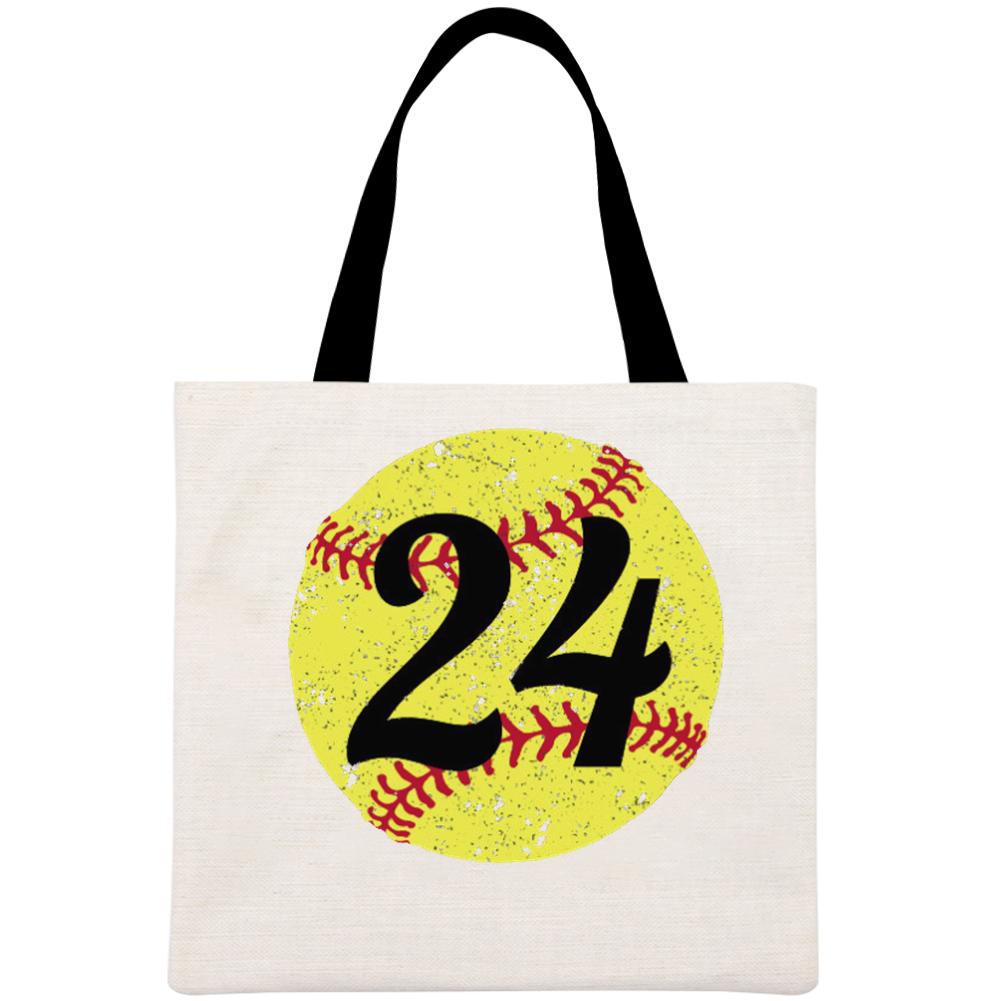 Softball number 24 Printed Linen Bag-Guru-buzz