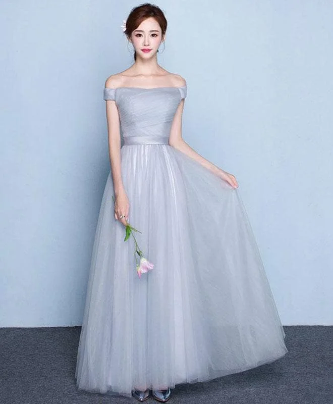 Elegant Tulle Off Shoulder Long Prom Dress, Formal Dress