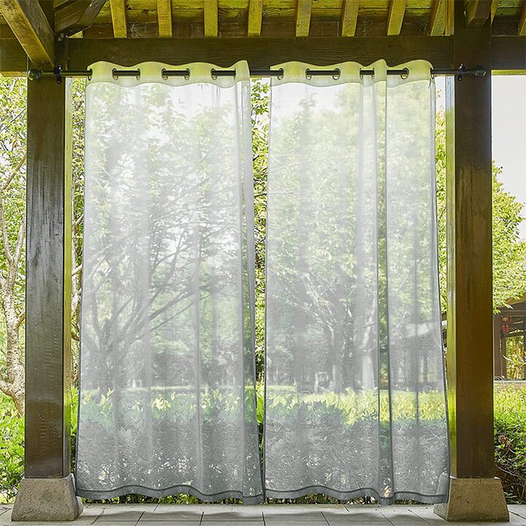Outdoor Gray Sheer Gradient Airy Semi-shading Waterproof Curtains For Patio 1Pcs-ChouChouHome