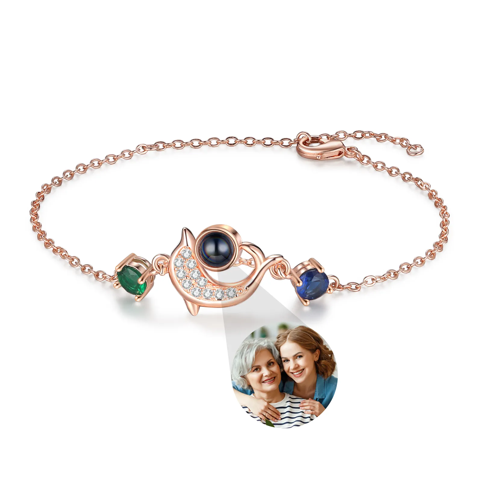 Bracelet Projection Photo Personnalisé – Pendentif Convexe, Image Et Texte Gravés, Motif Patte, Cadeau Pour Femme Ou Animal De Compagnie