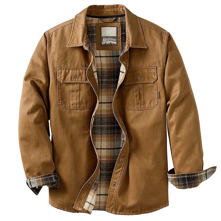 Men's Autumn And Winter Outdoor Retro Plaid Lining Design Jacket
