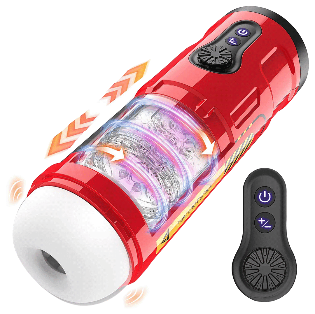 Red-g Thrusting Rotating & Vibrating Male Penis Stroker - Rose Toy