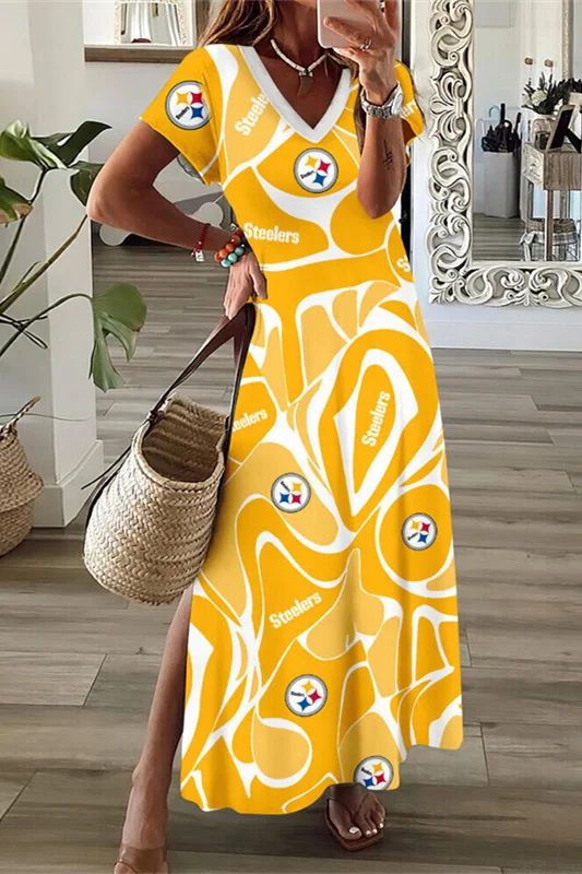 Pittsburgh Steelers
V-Neck Sexy Side Slit Long Dress