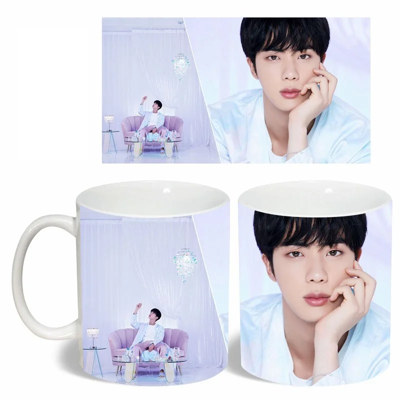 BTS Coffee Mugs A.R.M.Y Heat Sensitive Color Changing Cup,12 oz Black and White