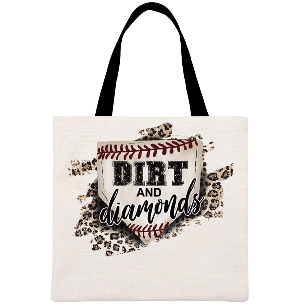 Baseball,Dirt and diamonds Printed Linen Bag-Guru-buzz