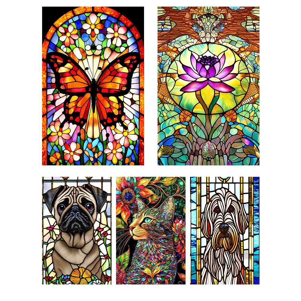 Stained Glass Art 40*60CM(Canvas) Full Round Drill Diamond Painting