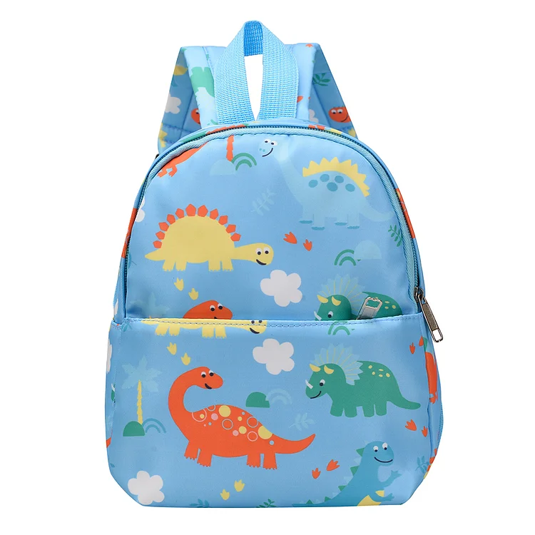 Dinosaur Kids Backpack Kindergarten Nylon Casual School Bag (Light Blue)