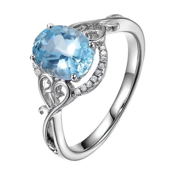 Natural Aquamarine Diamond Couple Blessing Ring
