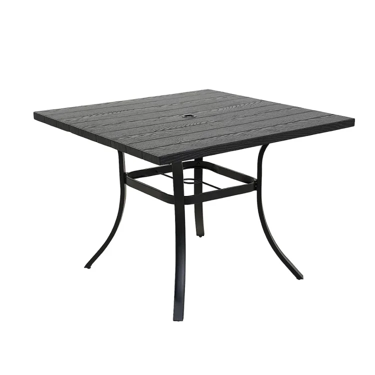 GRAND PATIO Outdoor 42'' Metal Dining Table Round with 1.5“ Umbrella Hole, Rust-Free Steel Picnic Table
