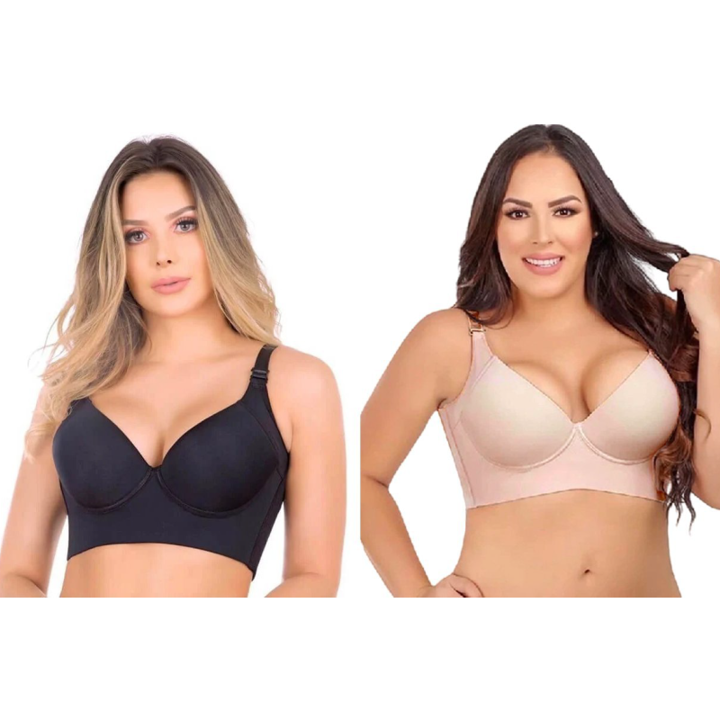 Woobilly Deep Cup Bra, Full-Back Coverage Bra Hides Back Fat