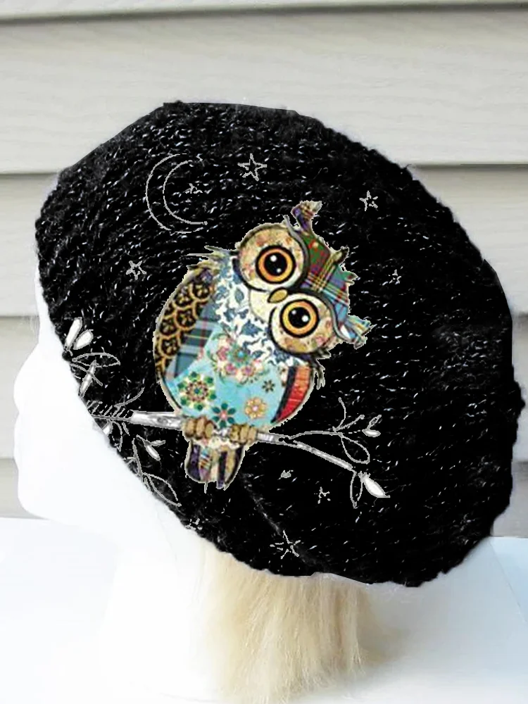Vintage owl loose warm hat