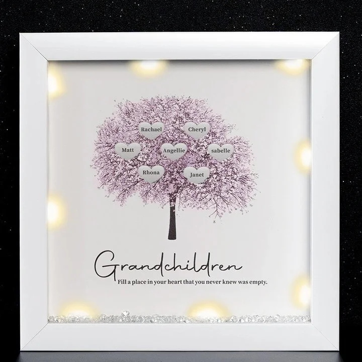 Vangogifts 'Grandchild' Small Tree Personalised family tree framed print, anniversary gift, Mums birthday, Nans birthday, Gifts for her, New home gift, wedding gift