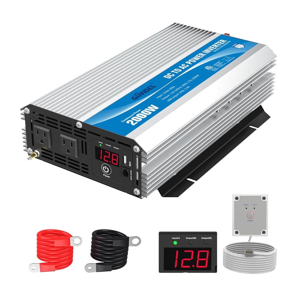 2000W Modified Wave Power Inverter 12V DC to 110V 120V AC, ETL UL 458 STD  Listed