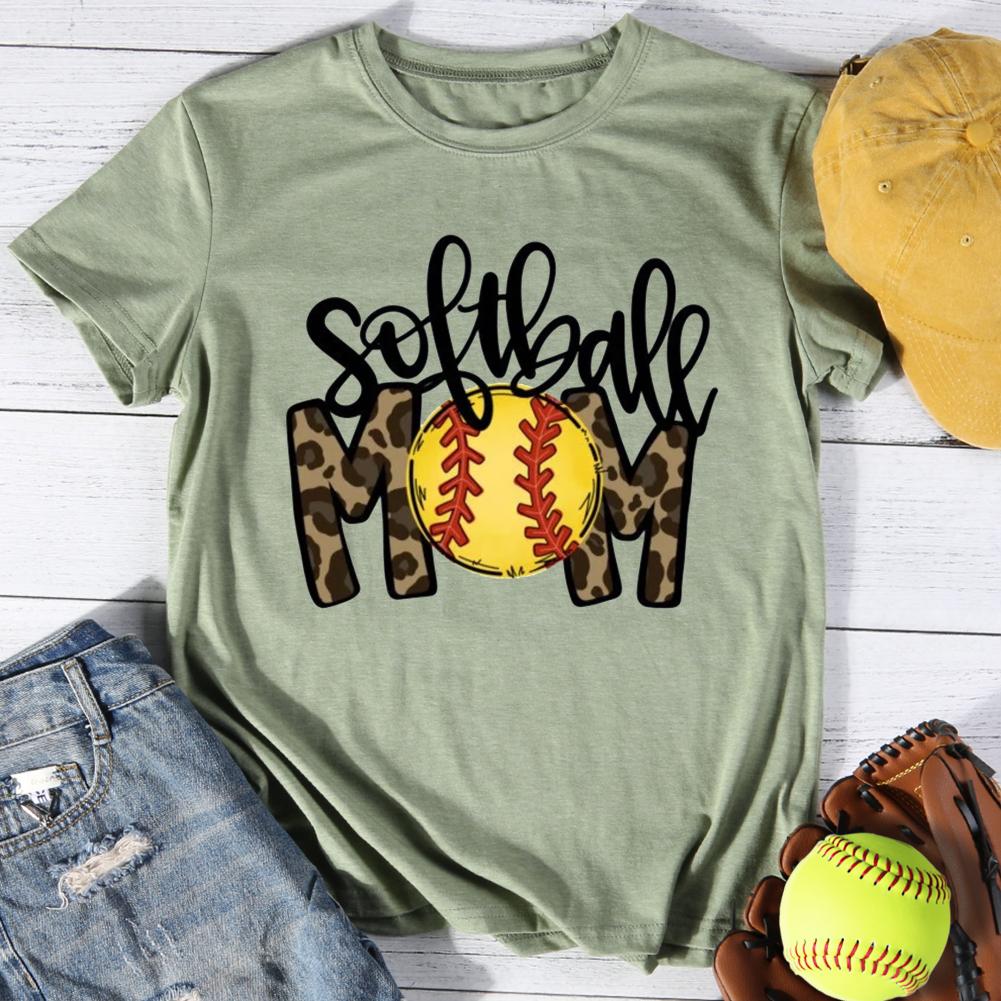 Softball Mom Round Neck T-shirt-Guru-buzz