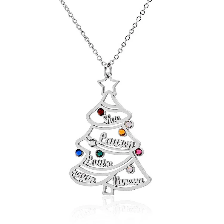 Personalized Christmas Tree Necklace With Name
