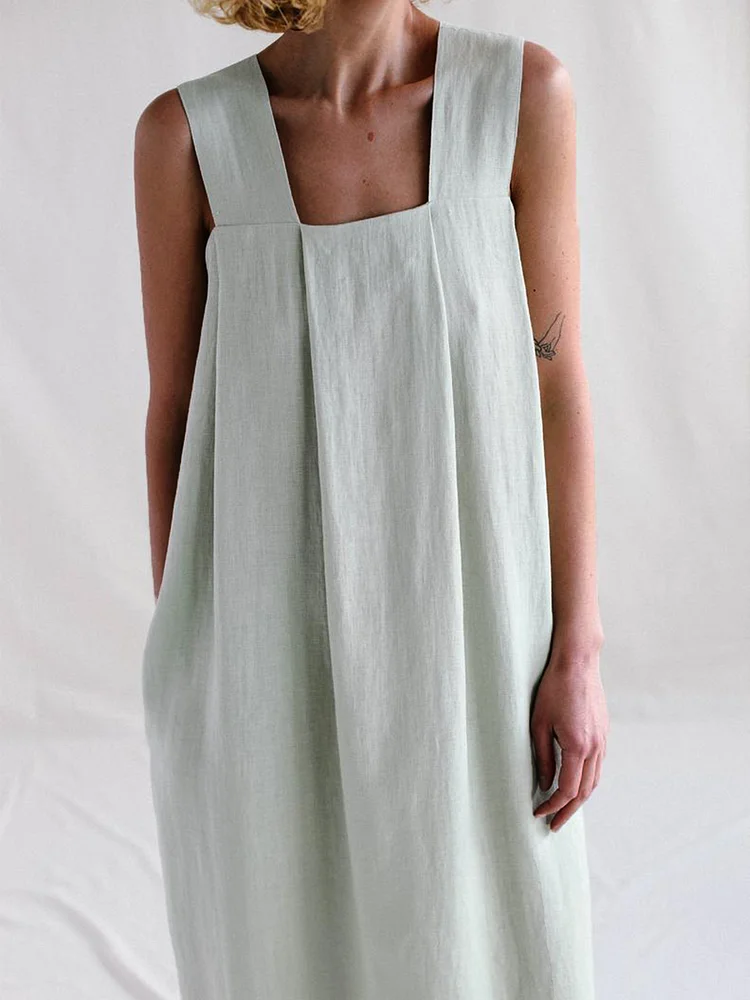 Origami linen loose fitting Maxi dress