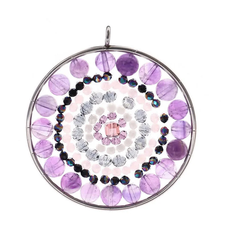 Olivenorma Datura Flower Round Pendant Crystal Necklace