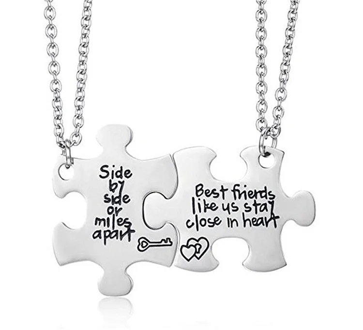 For Friends - Side By Side Or Miles Apart Best Friends Like Us Stay Close In Heart Necklaces