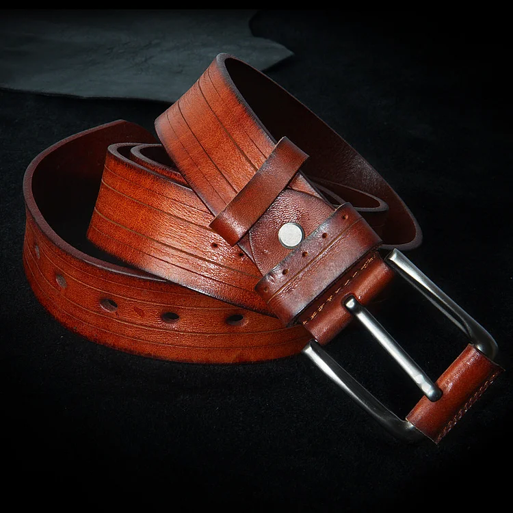 Men'S Belt Fashion Trend Gold Pin Buckle Belt